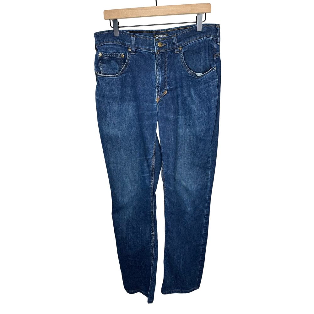 Origin Delta 68 Jeans Mens 32x32 Dark Wash Straight Leg Stretch Made in USA EUC